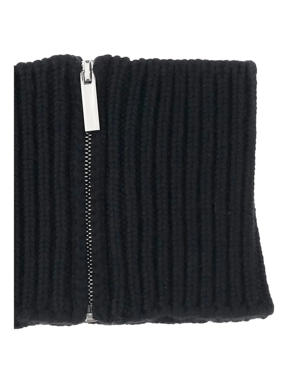 Sa Su Phi Zip-front Ribbed Neck Warmer Scarf In Black