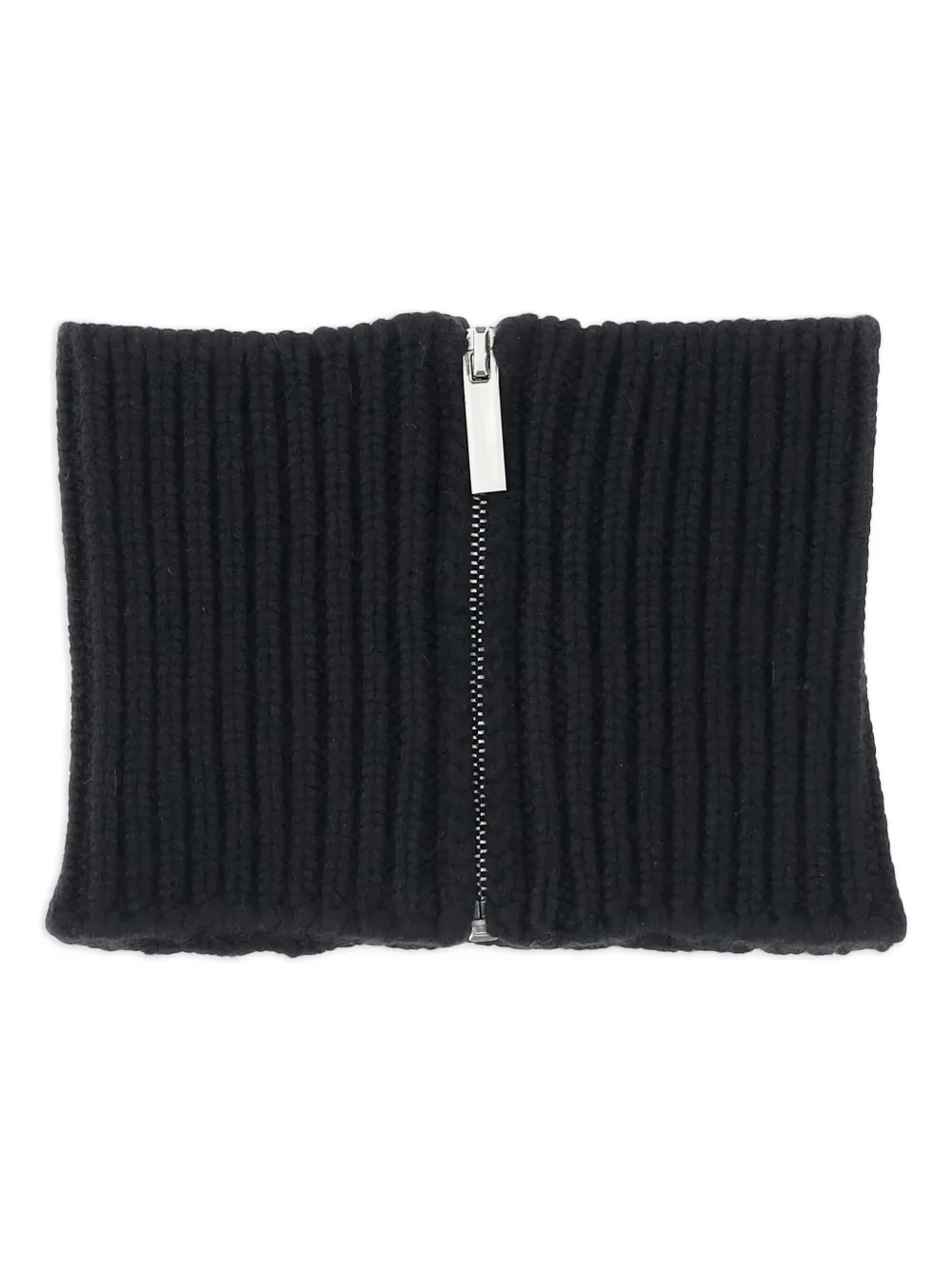 zip-front ribbed neck warmer scarf