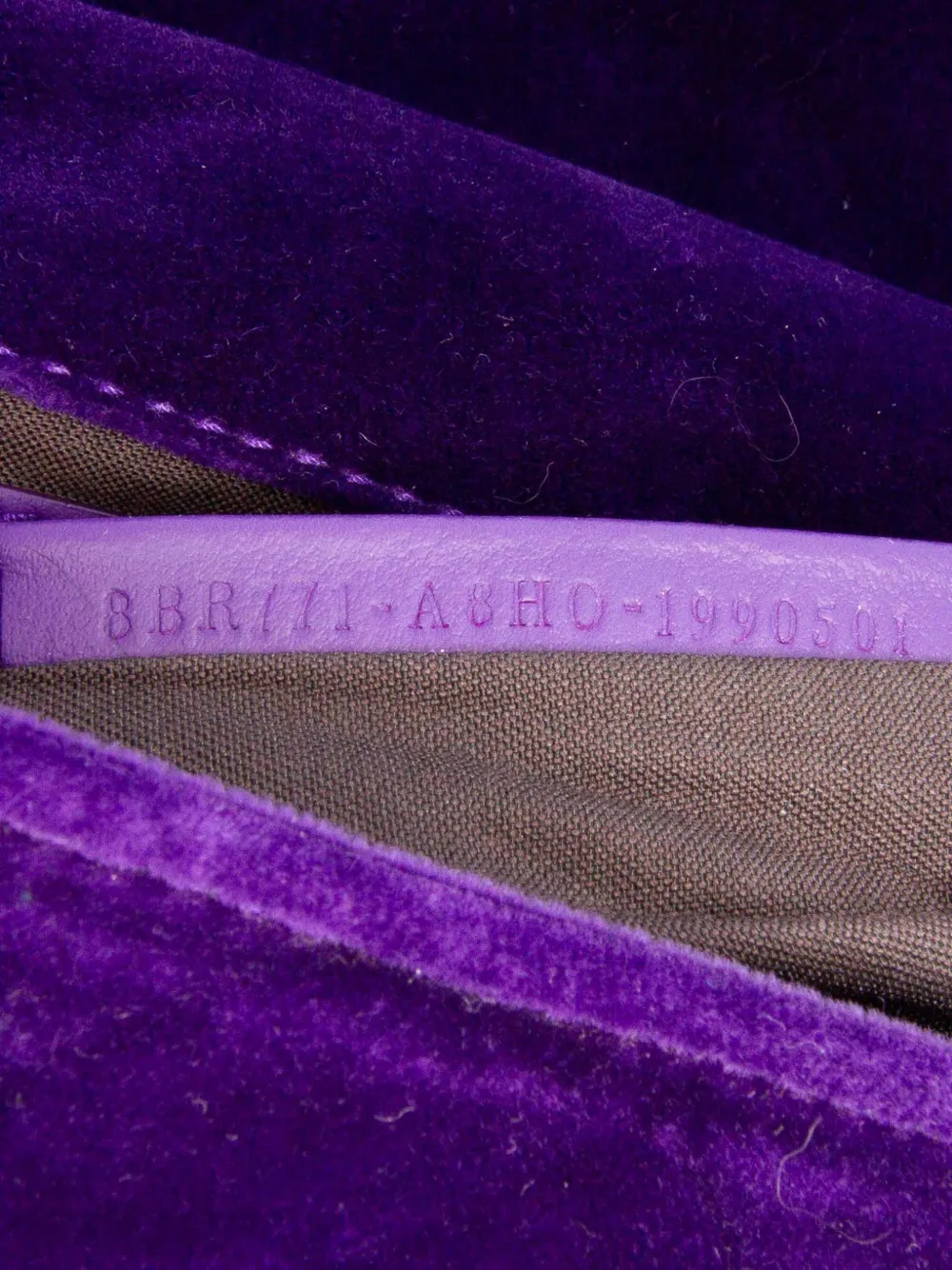 Pre-owned Fendi 2010-2025 Large Ff Embossed Velvet Baguette Satchel In Purple