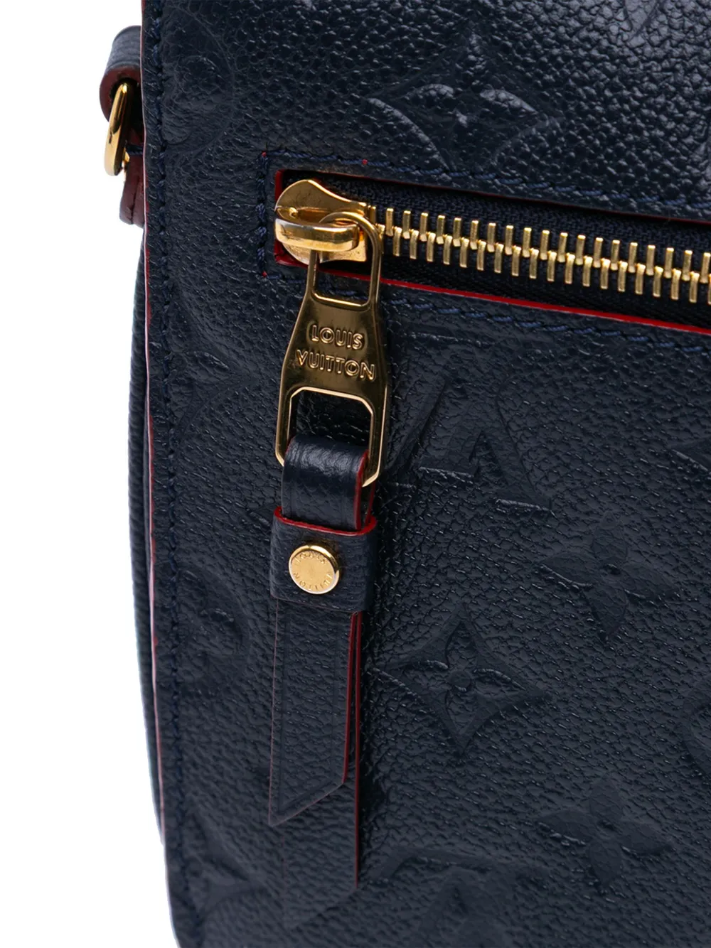 Pre-owned Louis Vuitton 2019 Monogram Empreinte Pochette Metis Satchel In Blue