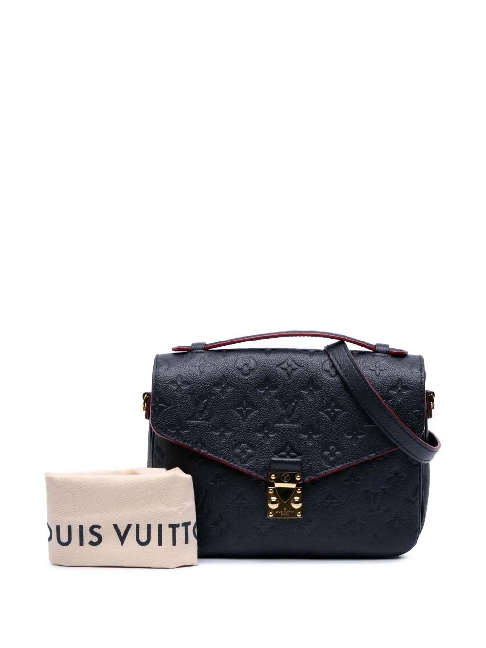 Pre-owned Louis Vuitton 2019 Monogram Empreinte Pochette Metis Satchel In Blue