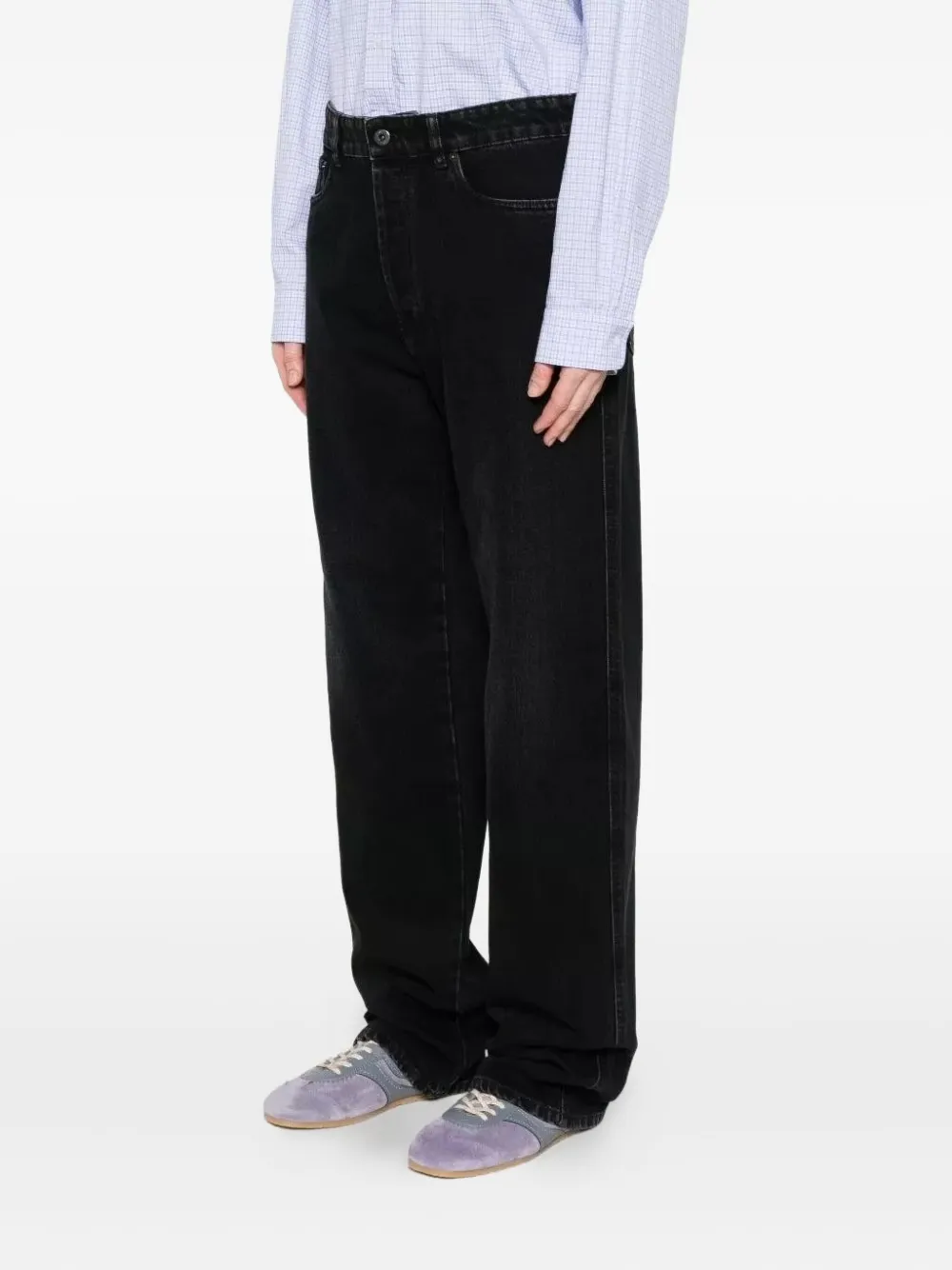 Miu Straight jeans met vijf zakken en logopatroon Zwart