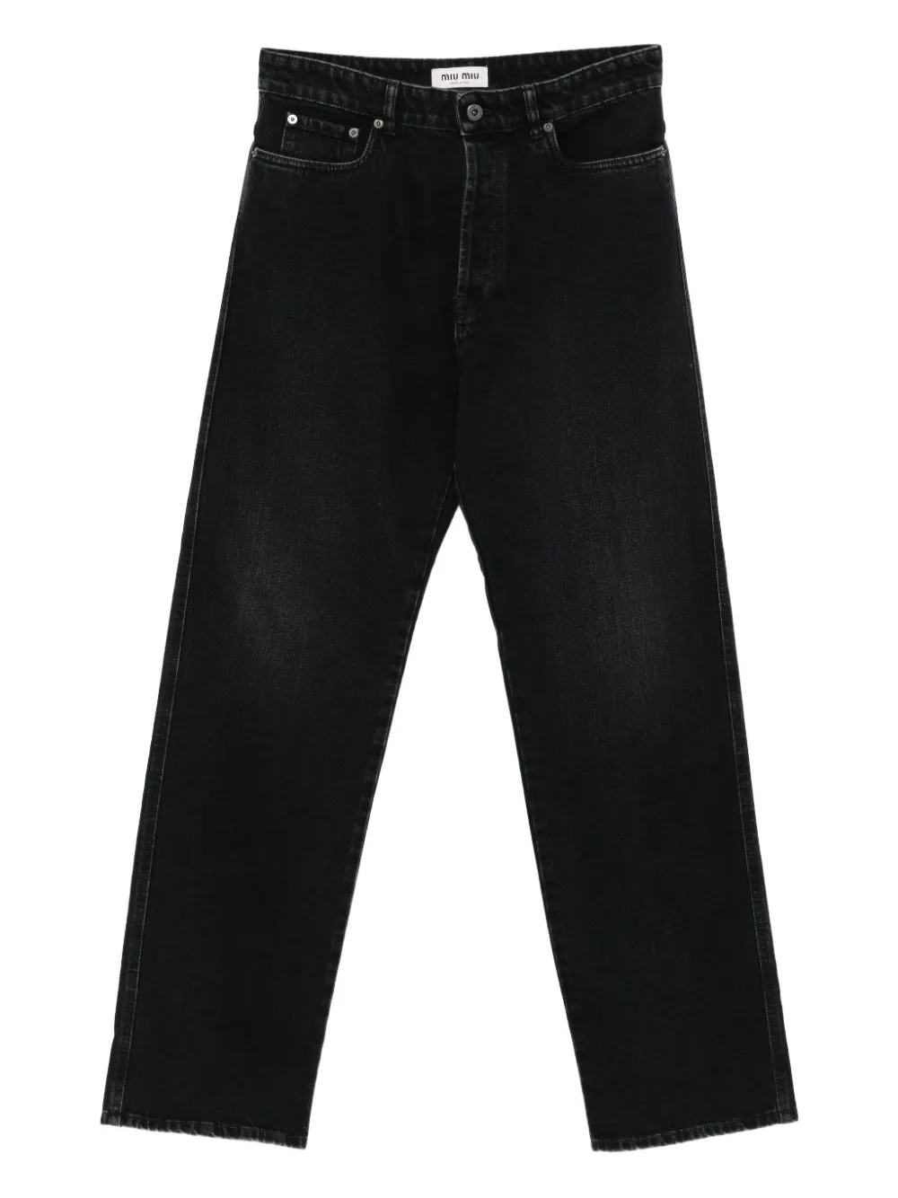 Miu Miu Jeans dritti a cinque tasche con logo - Nero