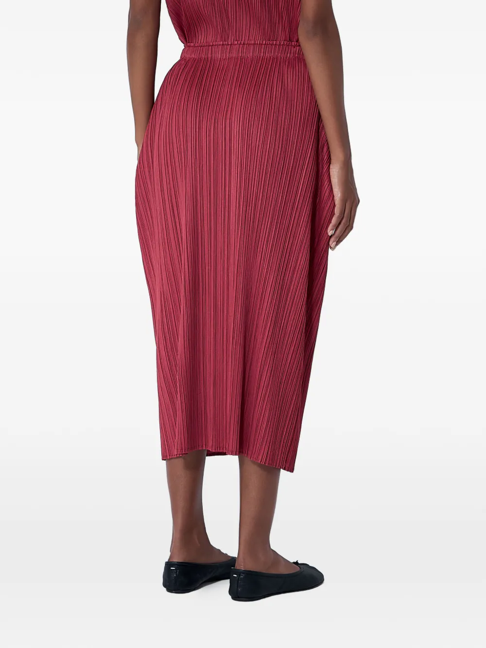  Pleats Please Issey Miyake Pleated Midi Skirt - Red 