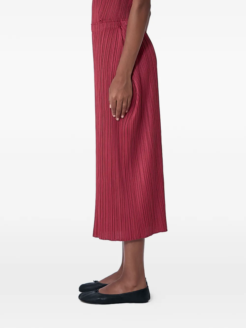 Pleats Please Issey Miyake pleated midi skirt - Rosso
