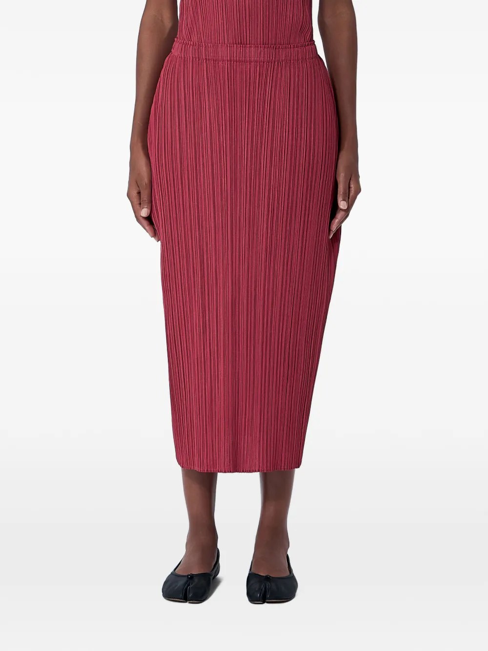 Pleats Please Issey Miyake pleated midi skirt - Rosso