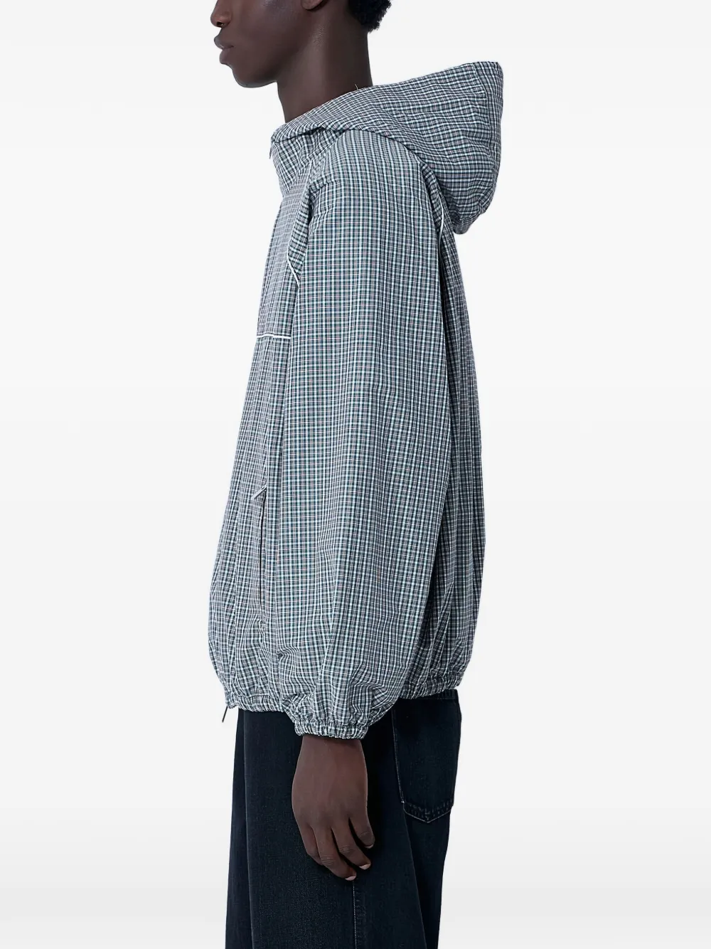  Miu Miu Hooded Check Jacket - Green 