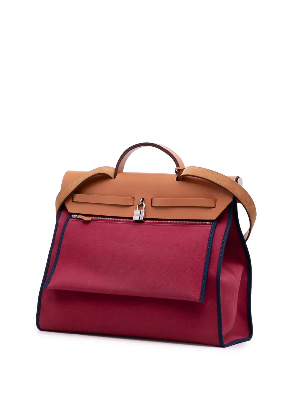Pre-owned Hermes 2013 Toile Herbag Zip 39 Satchel In Red
