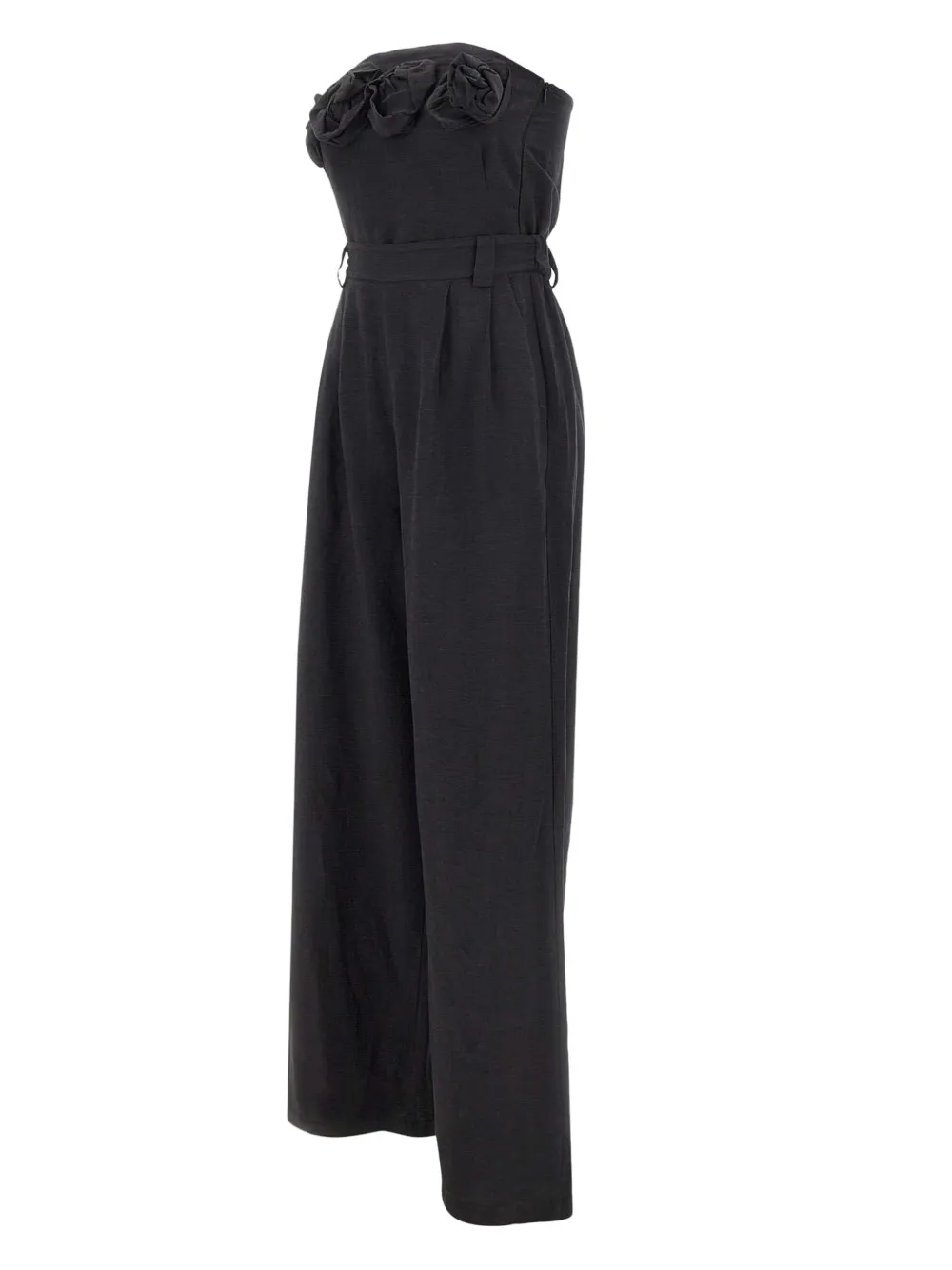 Kaos Jumpsuit verfraaid met rozen - Zwart