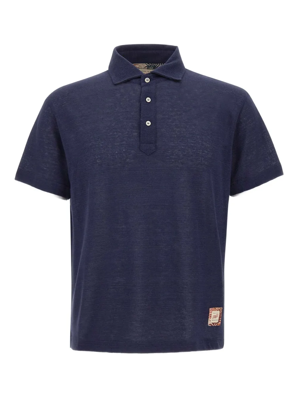 BOB fabric-overlap short-sleeve polo shirt - ブルー BOB fabric-overlap short-sleeve polo shirt - ブルー
