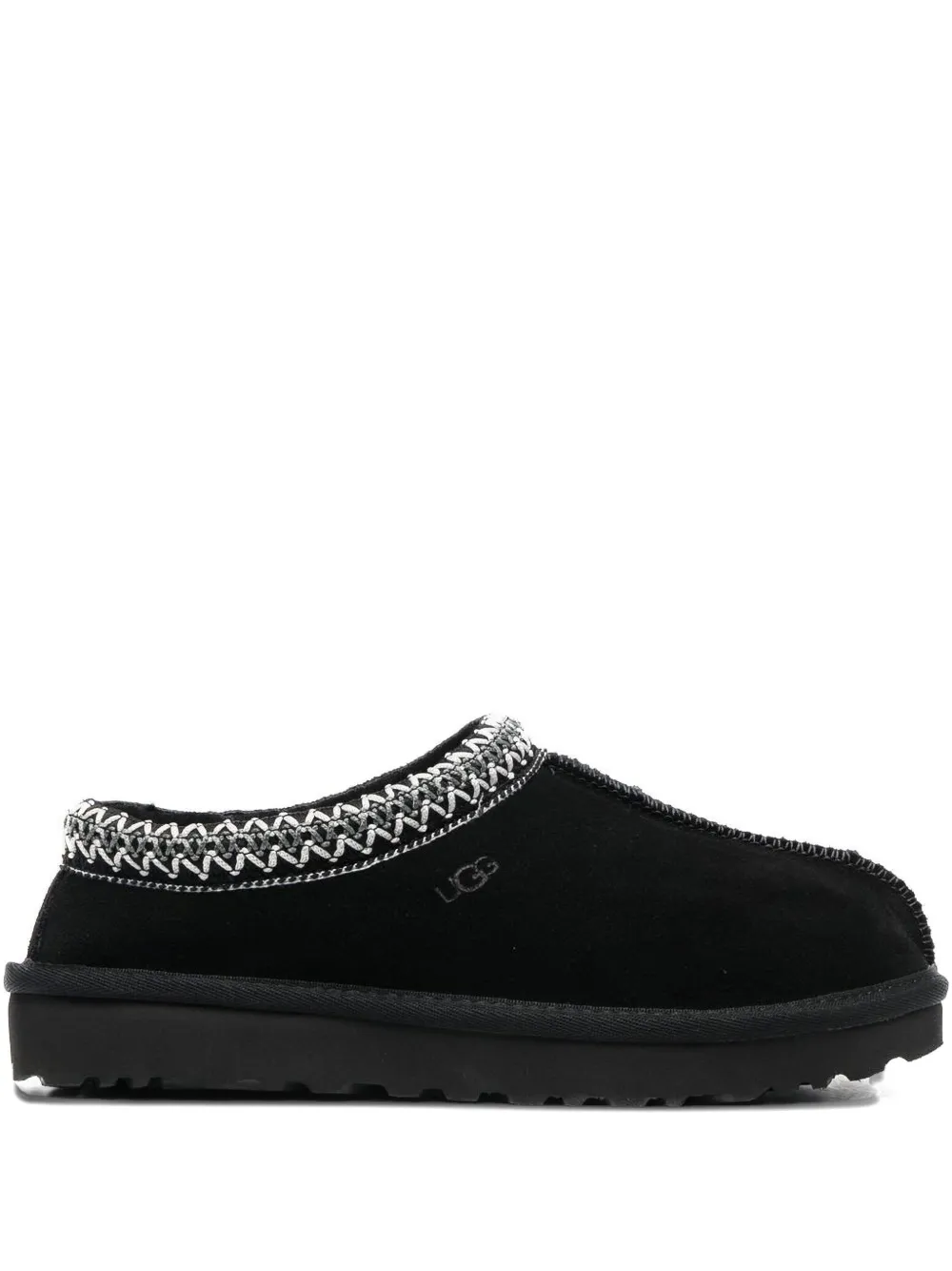 Ugg Tasman Ii Braided-trim Suede Slippers In Black