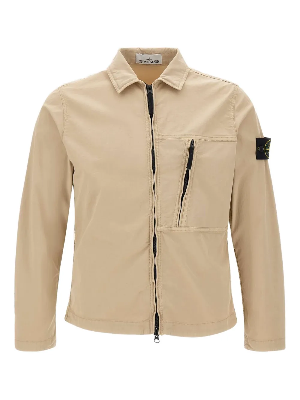 Stone Island zip-front shirt jacket Beige