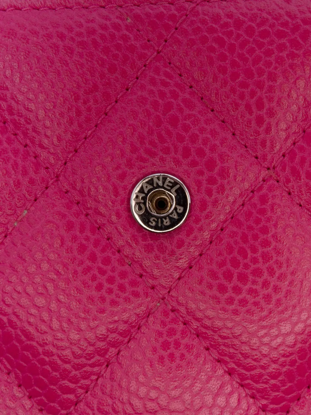 Pre-owned Chanel 2015-2016 Cc Quilted Caviar Wallet Long Wallets In Pink