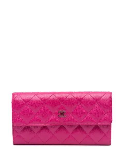 CHANEL Pre-Owned 2015-2016 CC Quilted Caviar Wallet long wallets