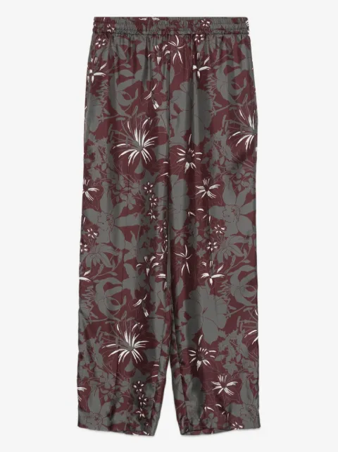 Gucci pantalones de seda con estampado floral