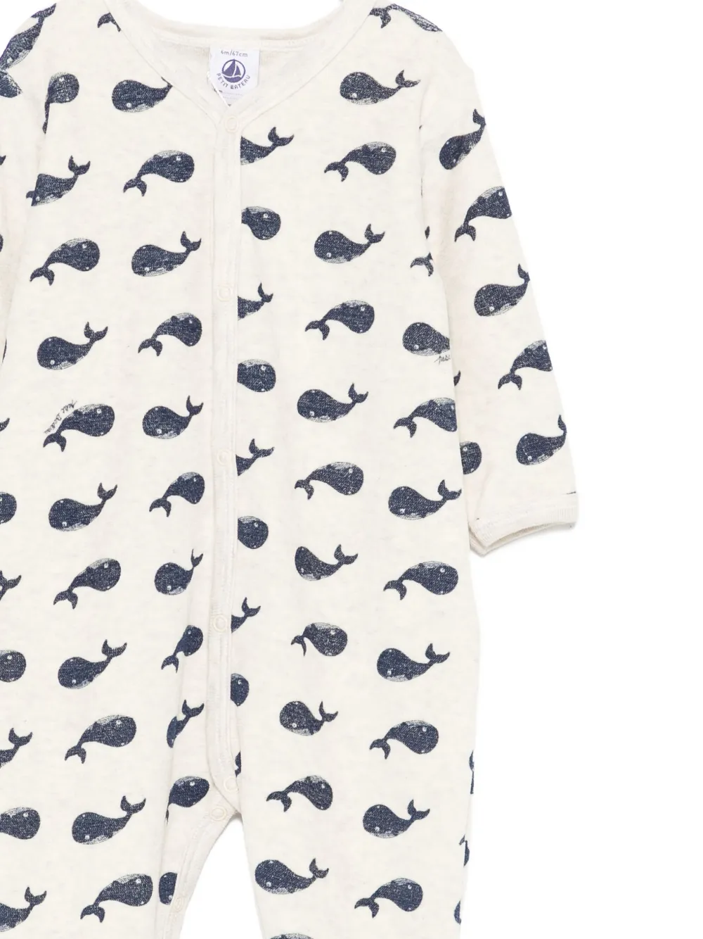 Petit Bateau whale-print pajama Beige