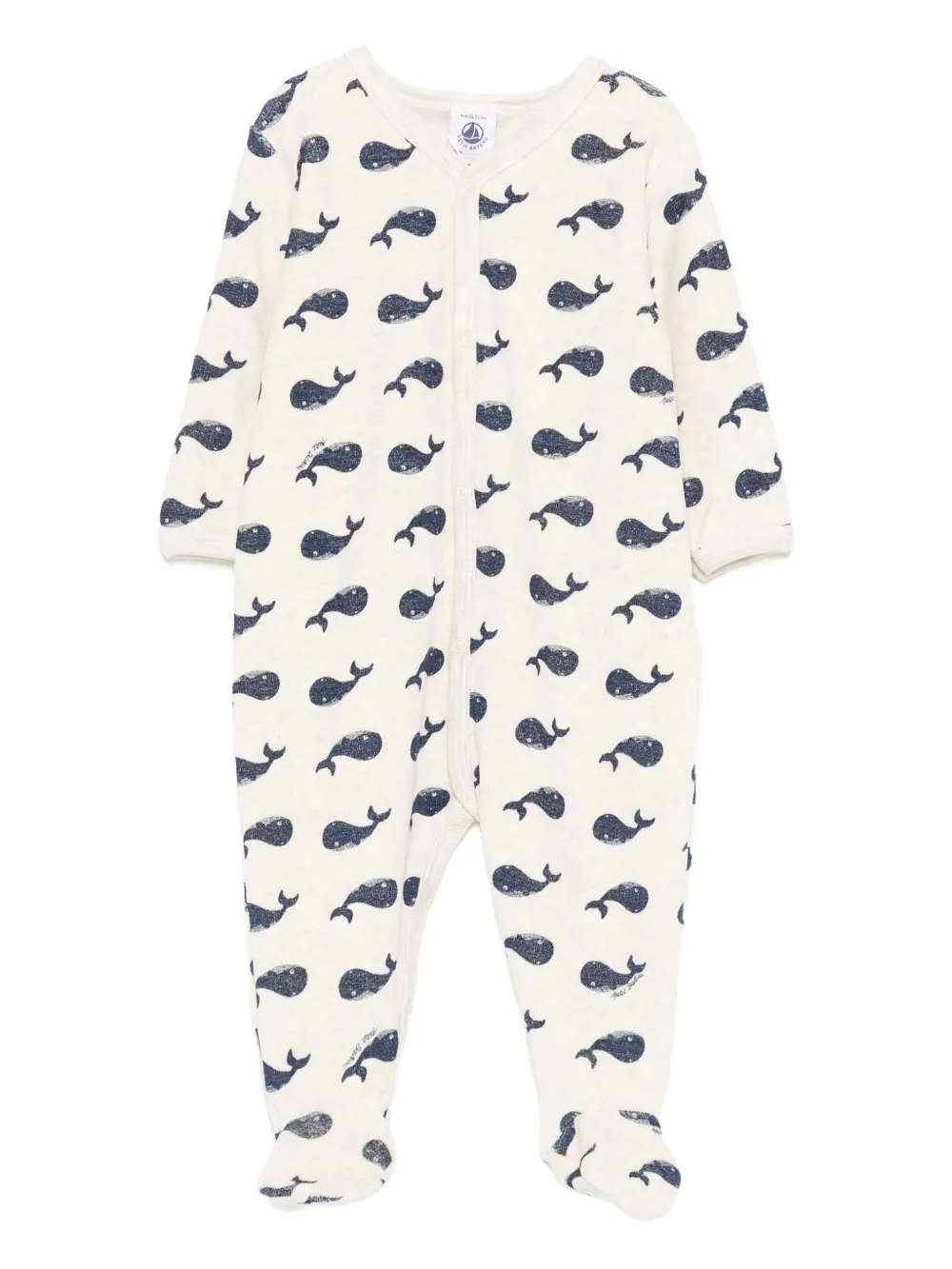 Petit Bateau whale-print pajama Beige
