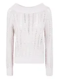 D.Exterior open-knit sweater - White