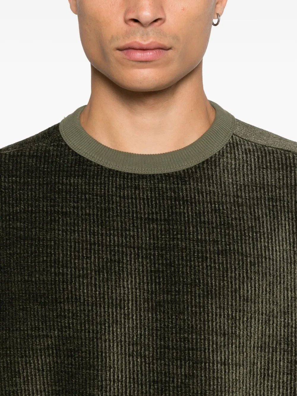 YMC Ribfluwelen trui met ronde hals Groen