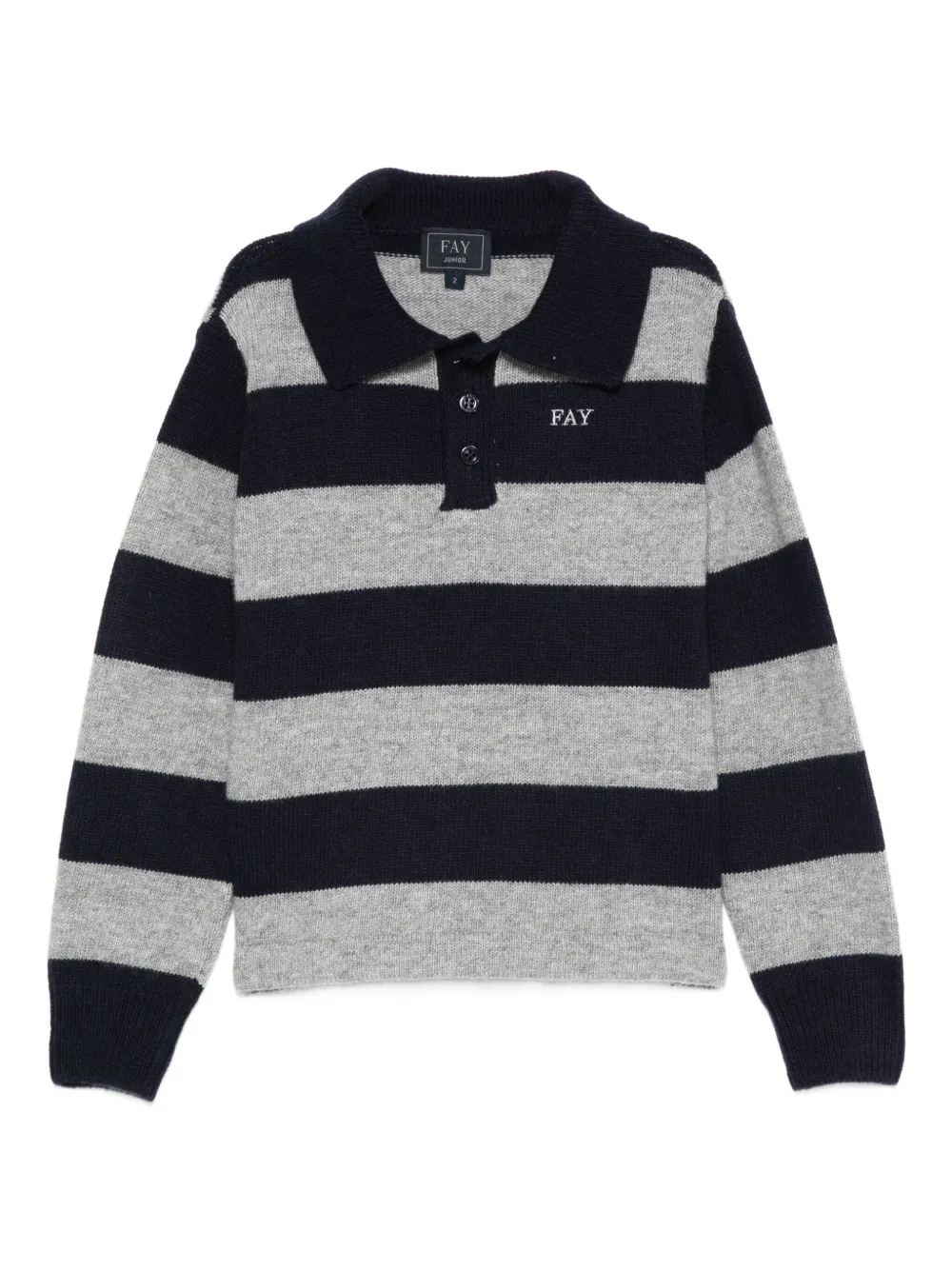 Fay Kids Gestreepte trui met polokraag Blauw