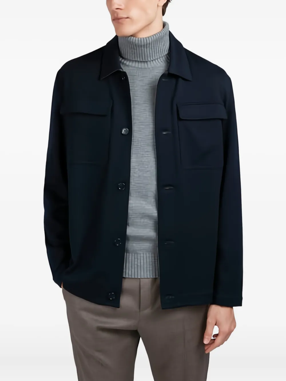 Paul & Shark Merino Extrafine Wool Overshirt In Blue