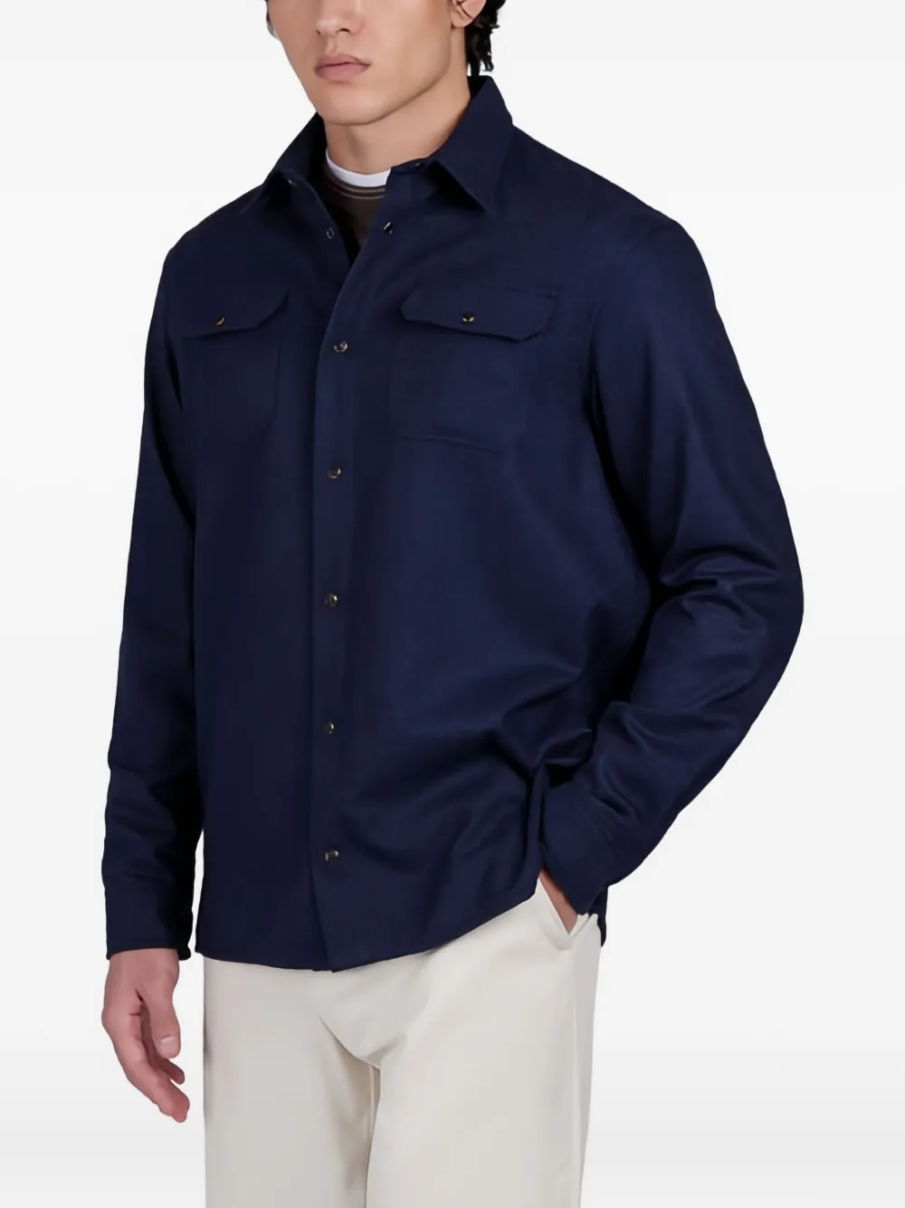Paul & Shark wool blend flap-pocket shirt - Blauw