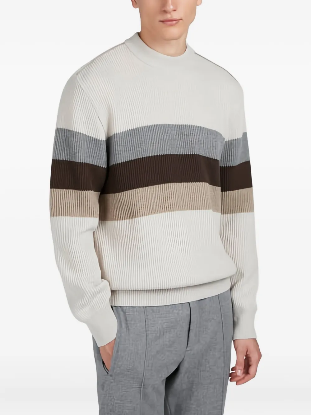 Paul & Shark Ribgebreide trui met ronde hals - Beige
