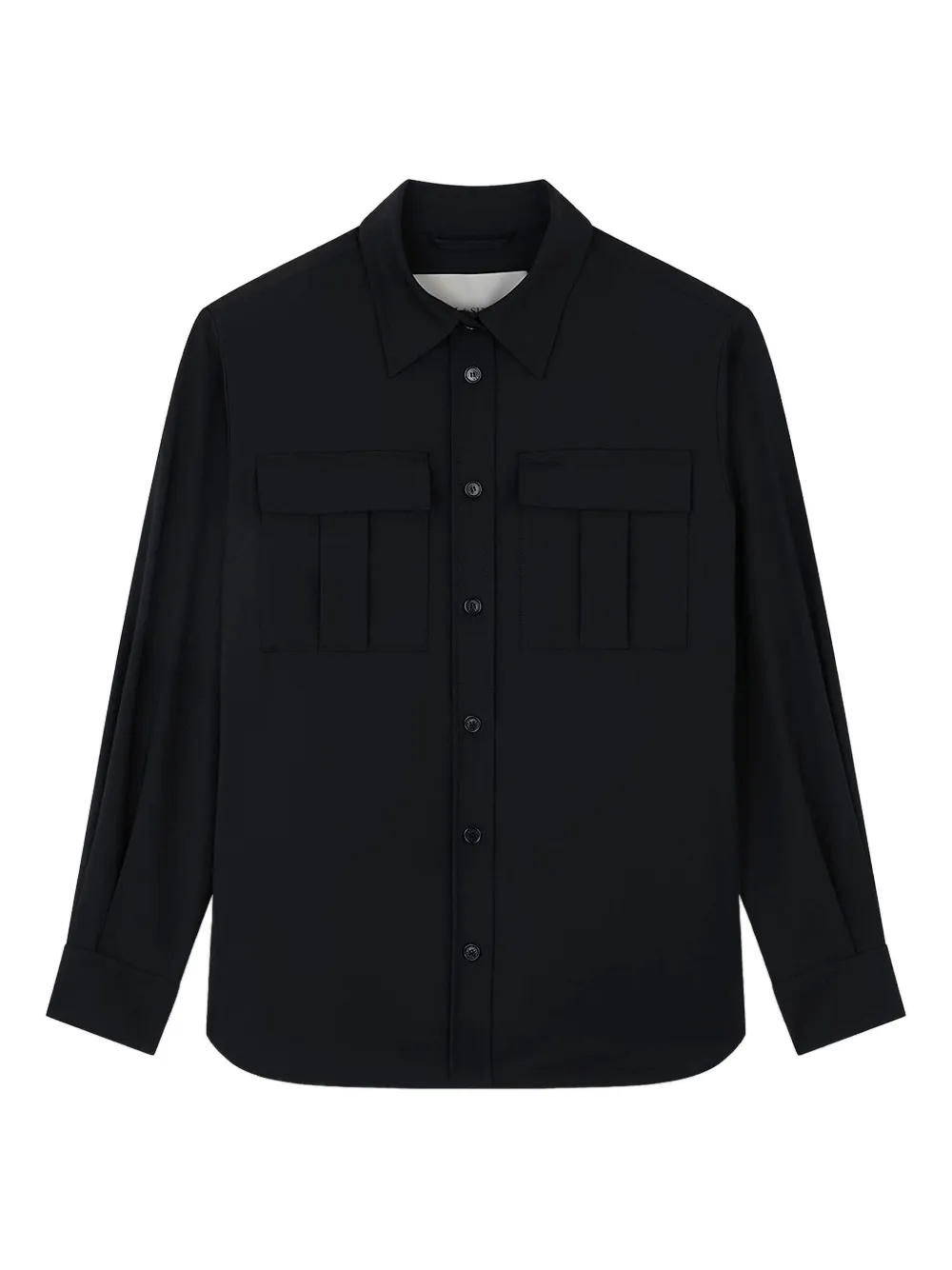 Paul & Shark Wool Flap-pocket Overshirt In Black