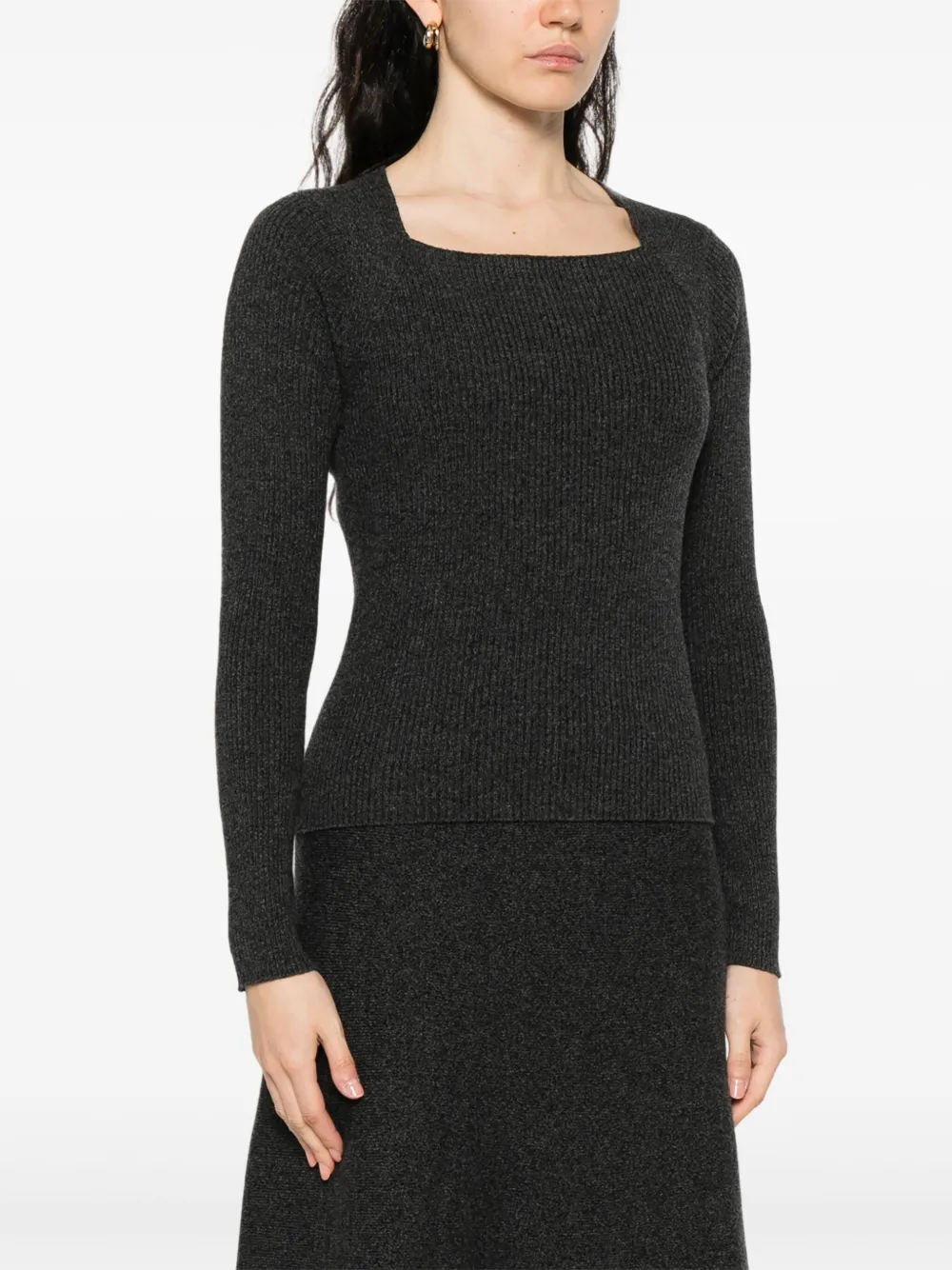  Agnona Square-neck Ribbed Sweater - Grey 