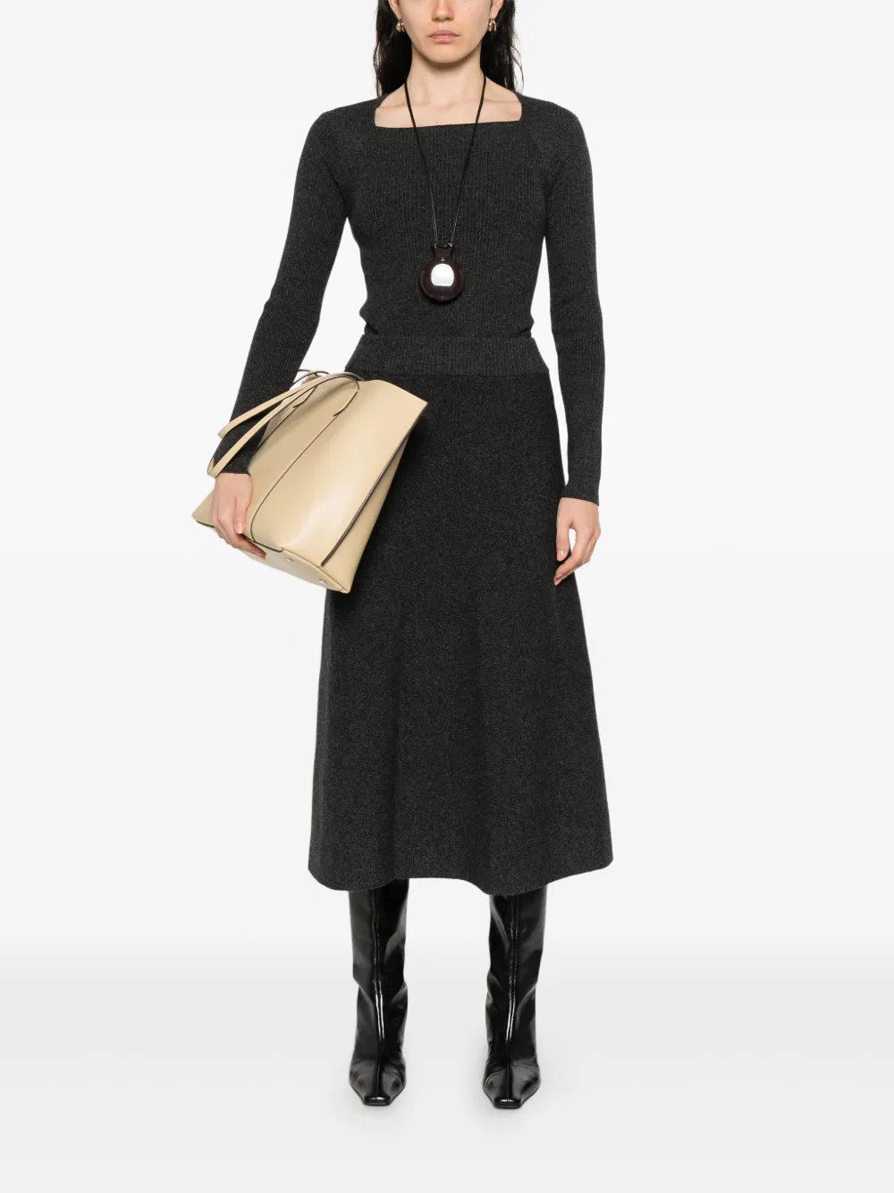 Agnona square-neck ribbed sweater | Knitted Sweaters | Image 2