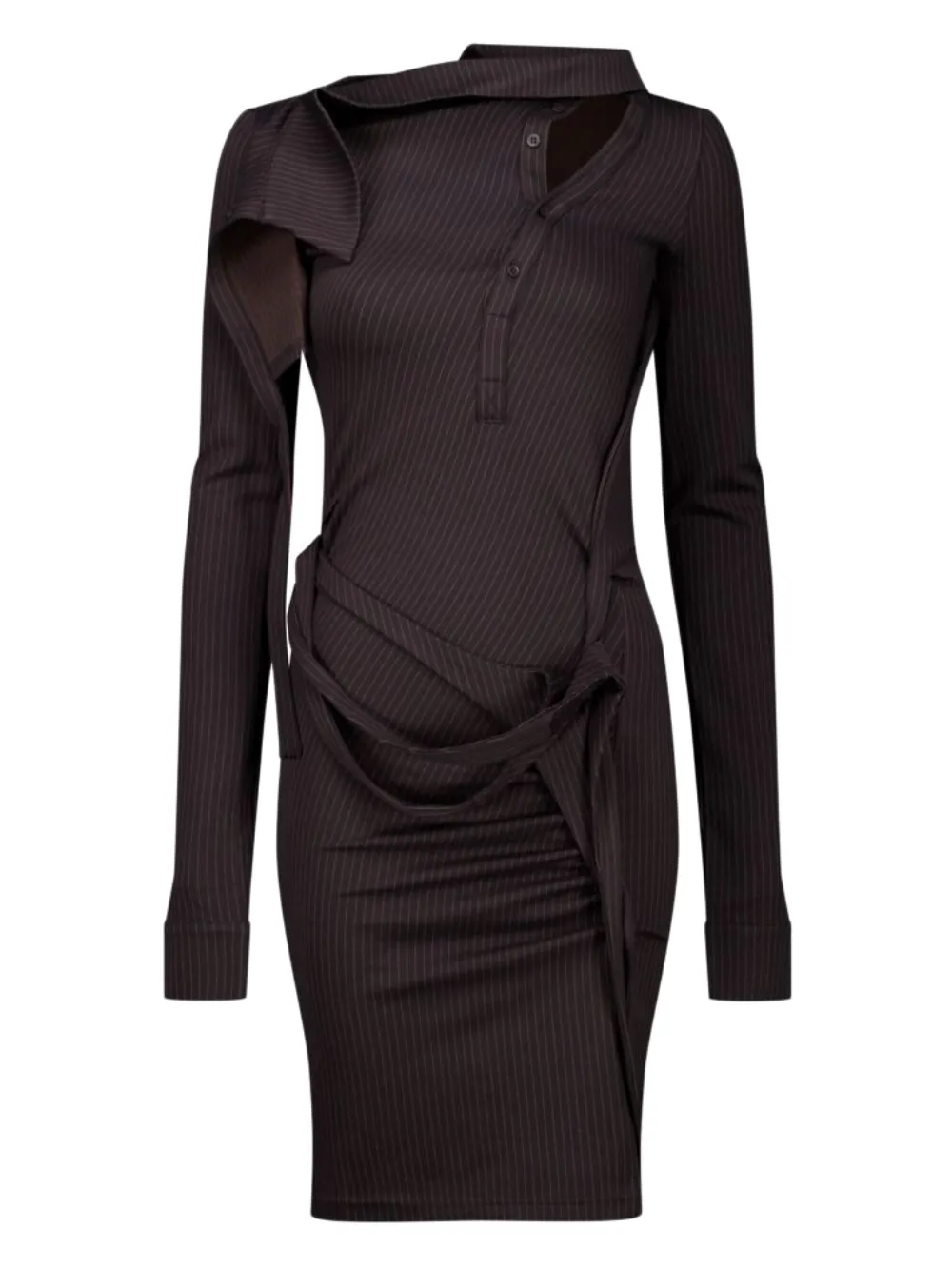 Ottolinger Ada Pinstriped Mini Dress In Black