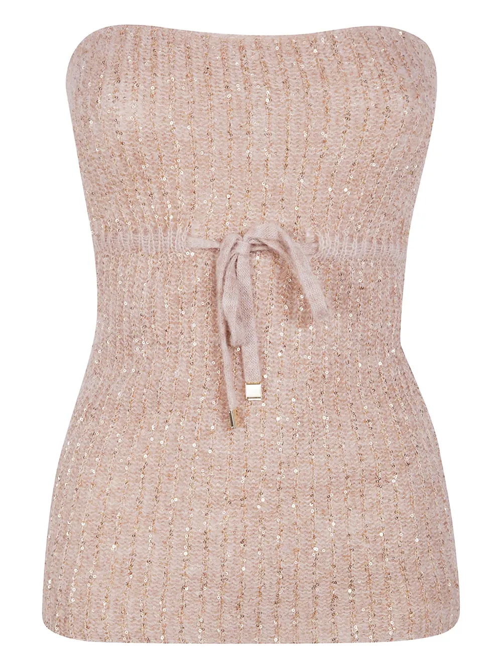 D.Exterior sequin-embellished drawstring knitted top | Pink | Image 1