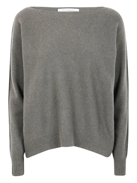 D.Exterior boat-neck wool sweater