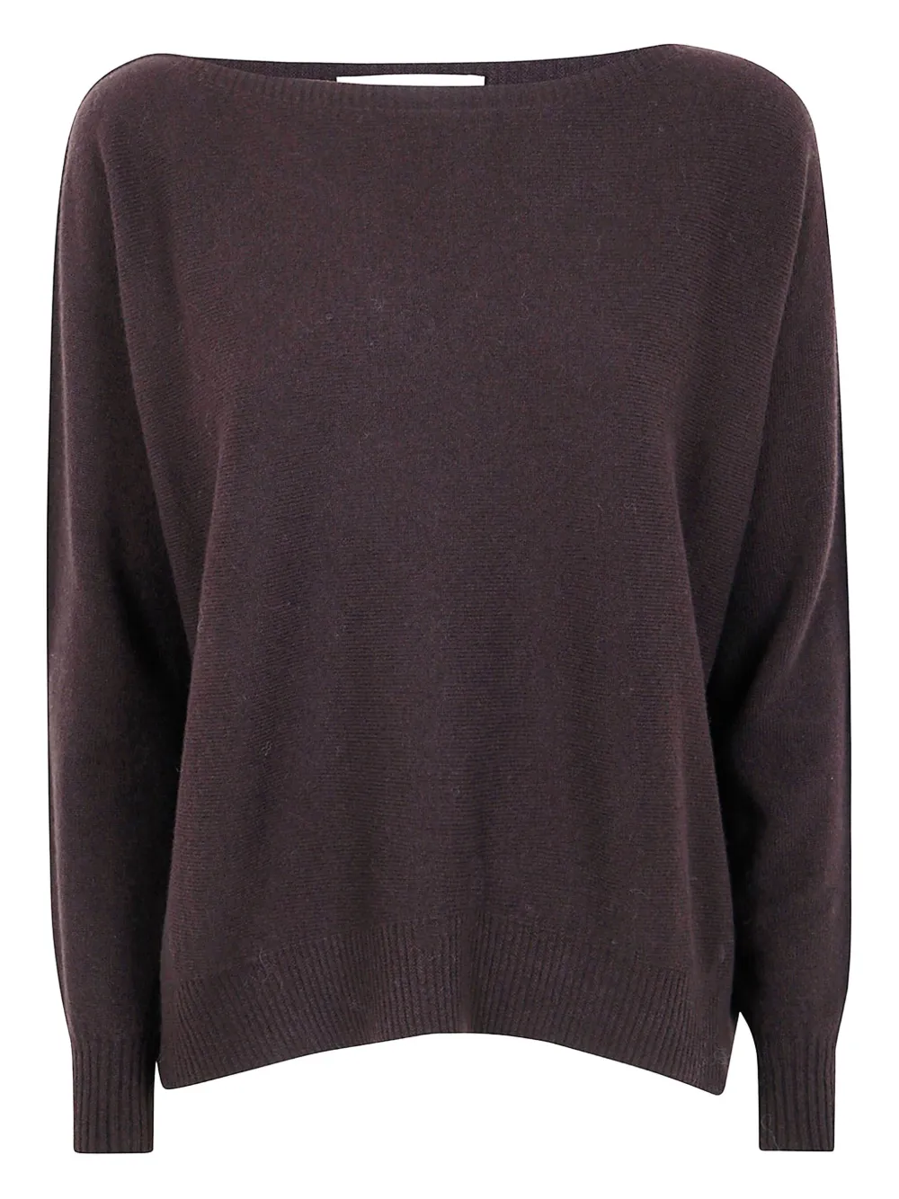 D Exterior Boat-neck Wool Jumper In Brown