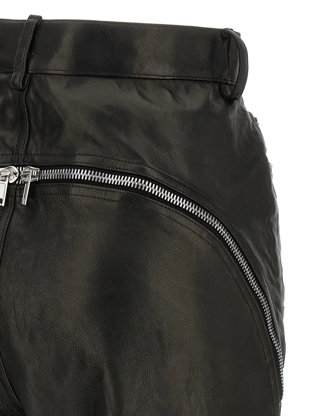 Rick Owens Bolan Banana zip-detail high-waisted leather trousers Zwart