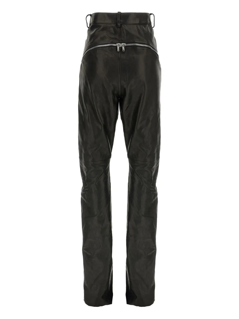Rick Owens Bolan Banana zip-detail high-waisted leather trousers Zwart