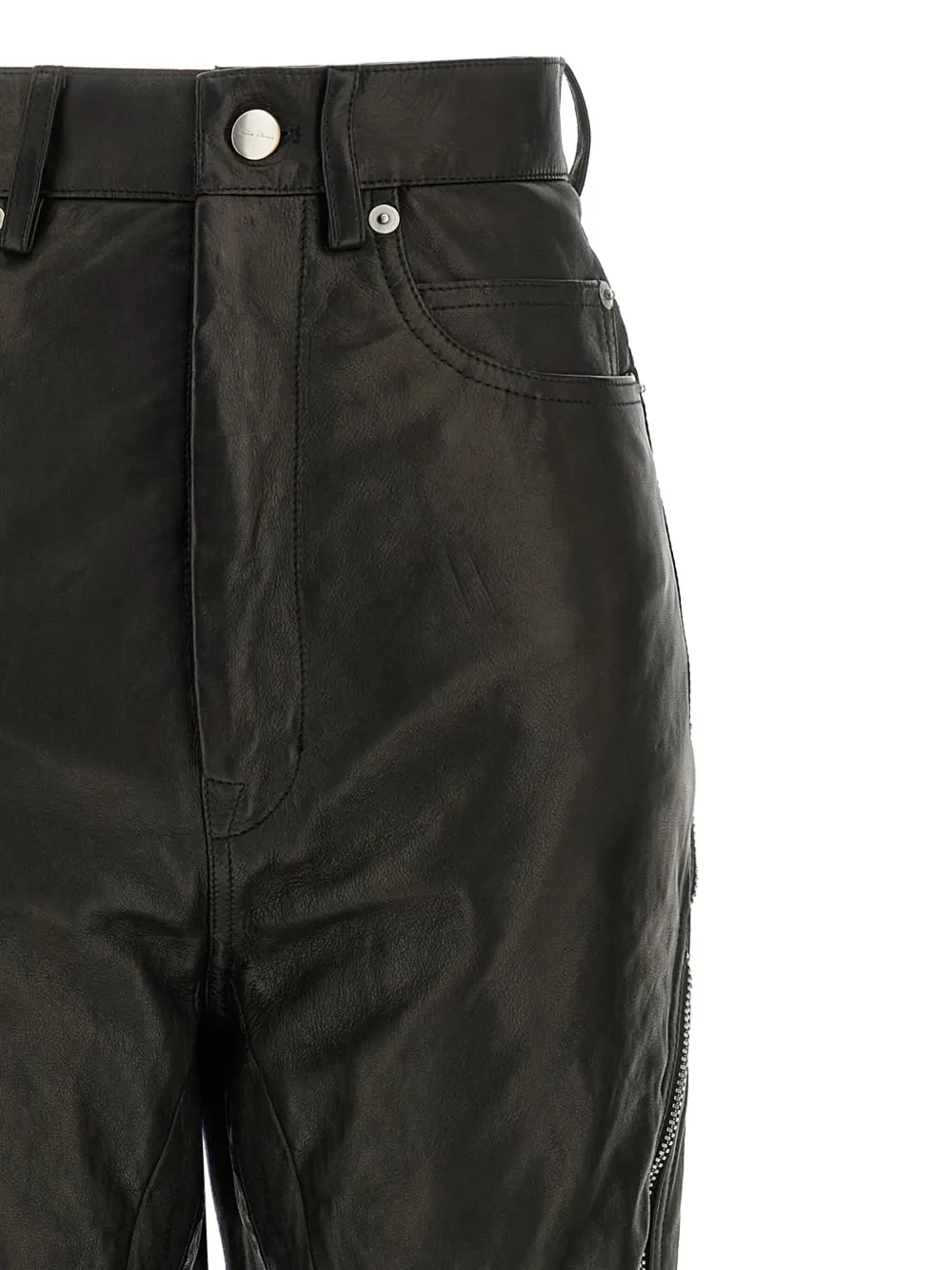 Rick Owens Bolan Banana zip-detail high-waisted leather trousers Zwart