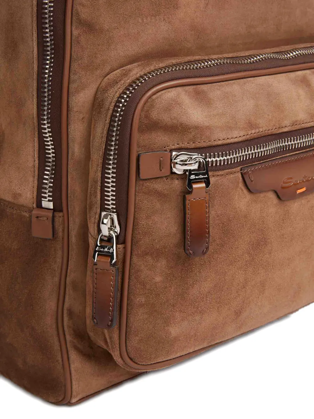 Santoni Suède rugzak met ritssluiting Bruin