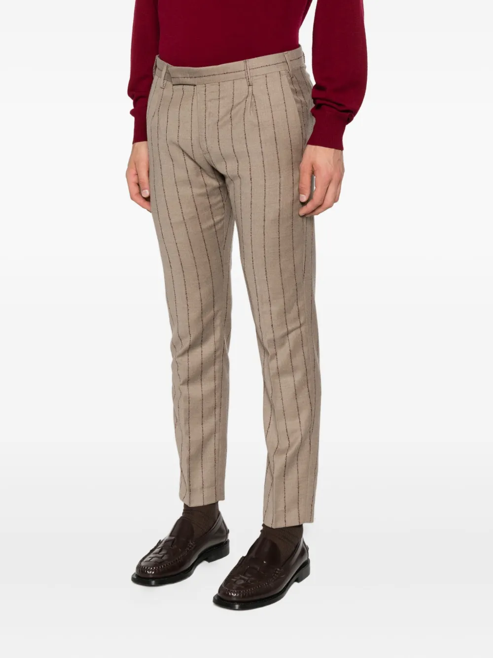 PT Torino Gestreepte broek Bruin