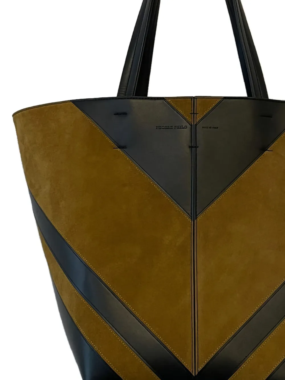 Phoebe Philo Cabas suède shopper met chevron streep - Bruin