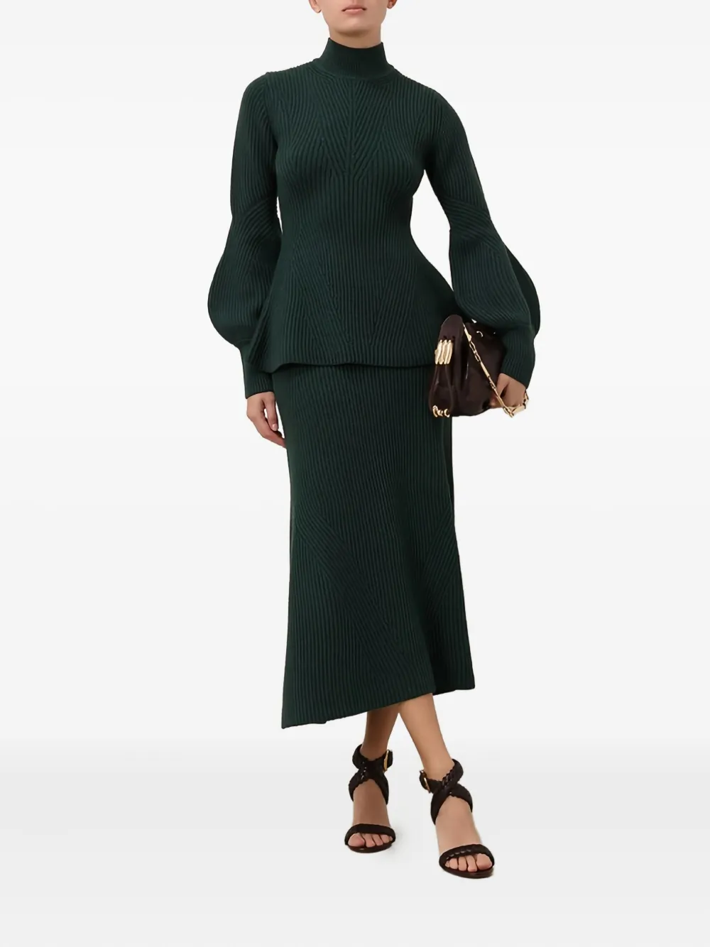 ZIMMERMANN Hypnotic ribbed midi skirt - Groen
