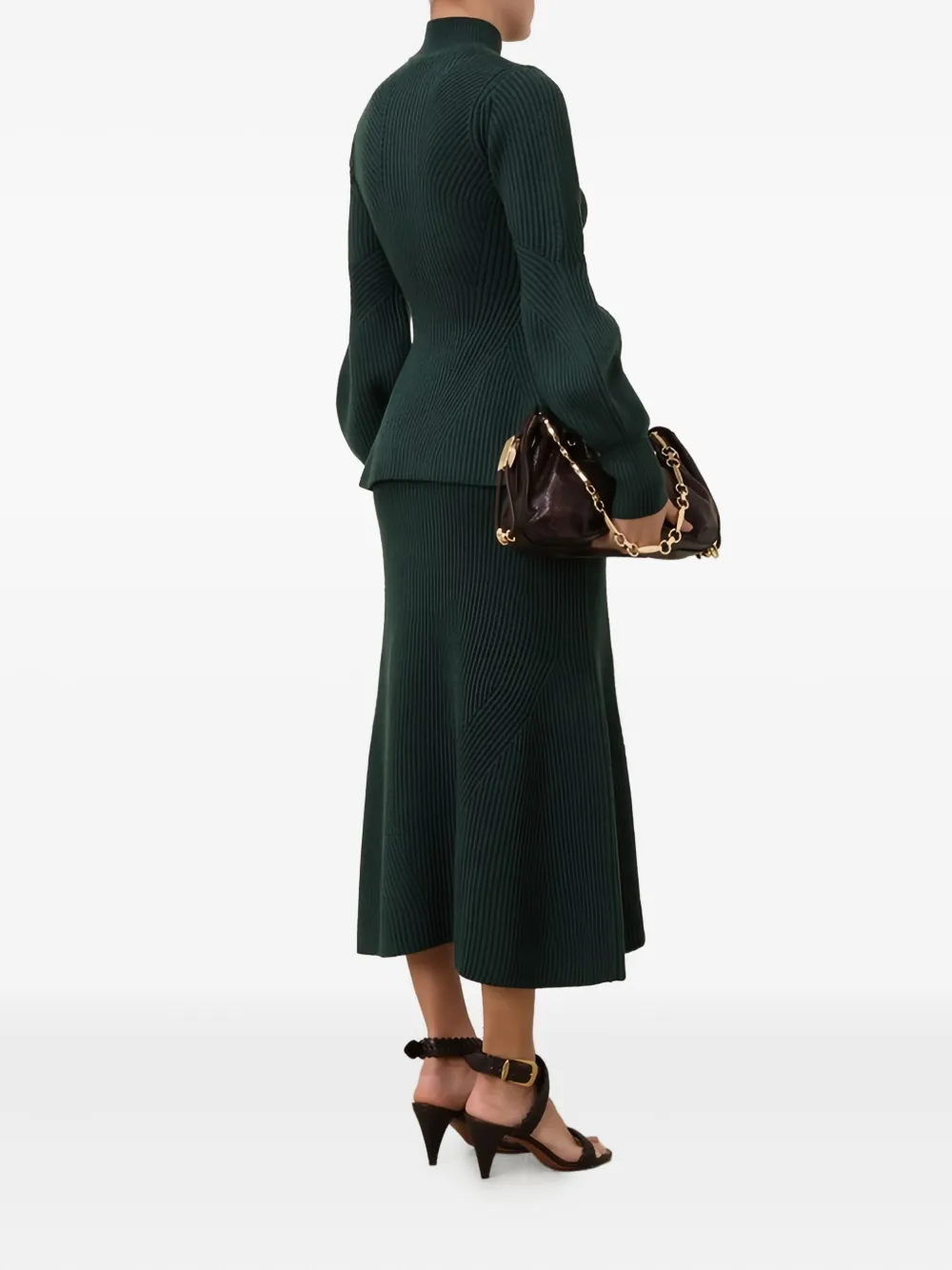 Zimmermann Hypnotic Ribbed Midi Skirt In Green