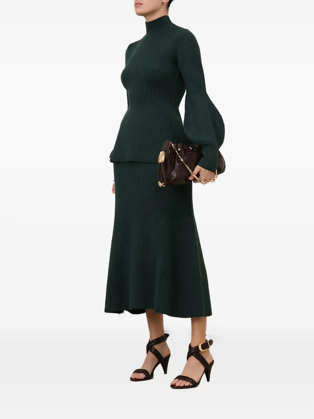 Zimmermann Hypnotic Ribbed Midi Skirt In Green