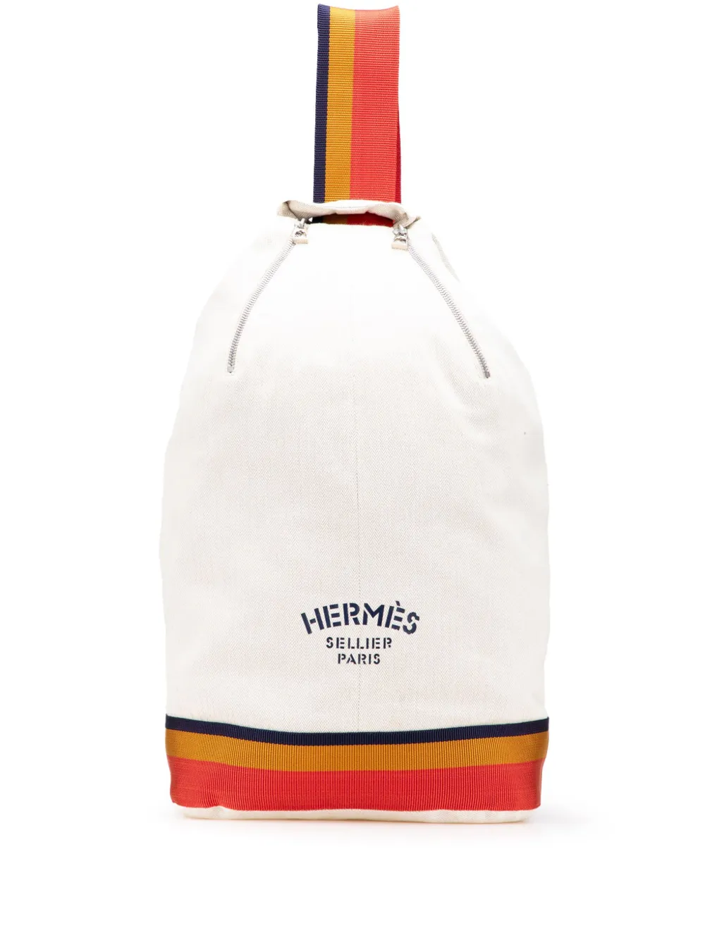 Hermès Pre-Owned 2000-2015 Toile Chevron Cavalier Sling Bag backpack | White | Image 1