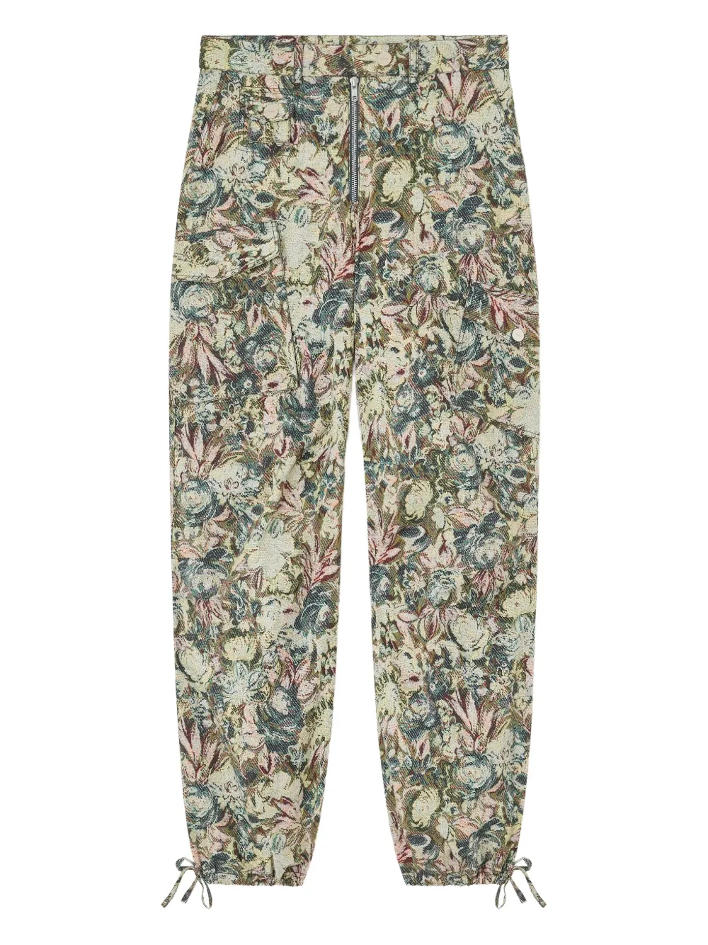 Ganni Tapestry Twill Trousers In Gray