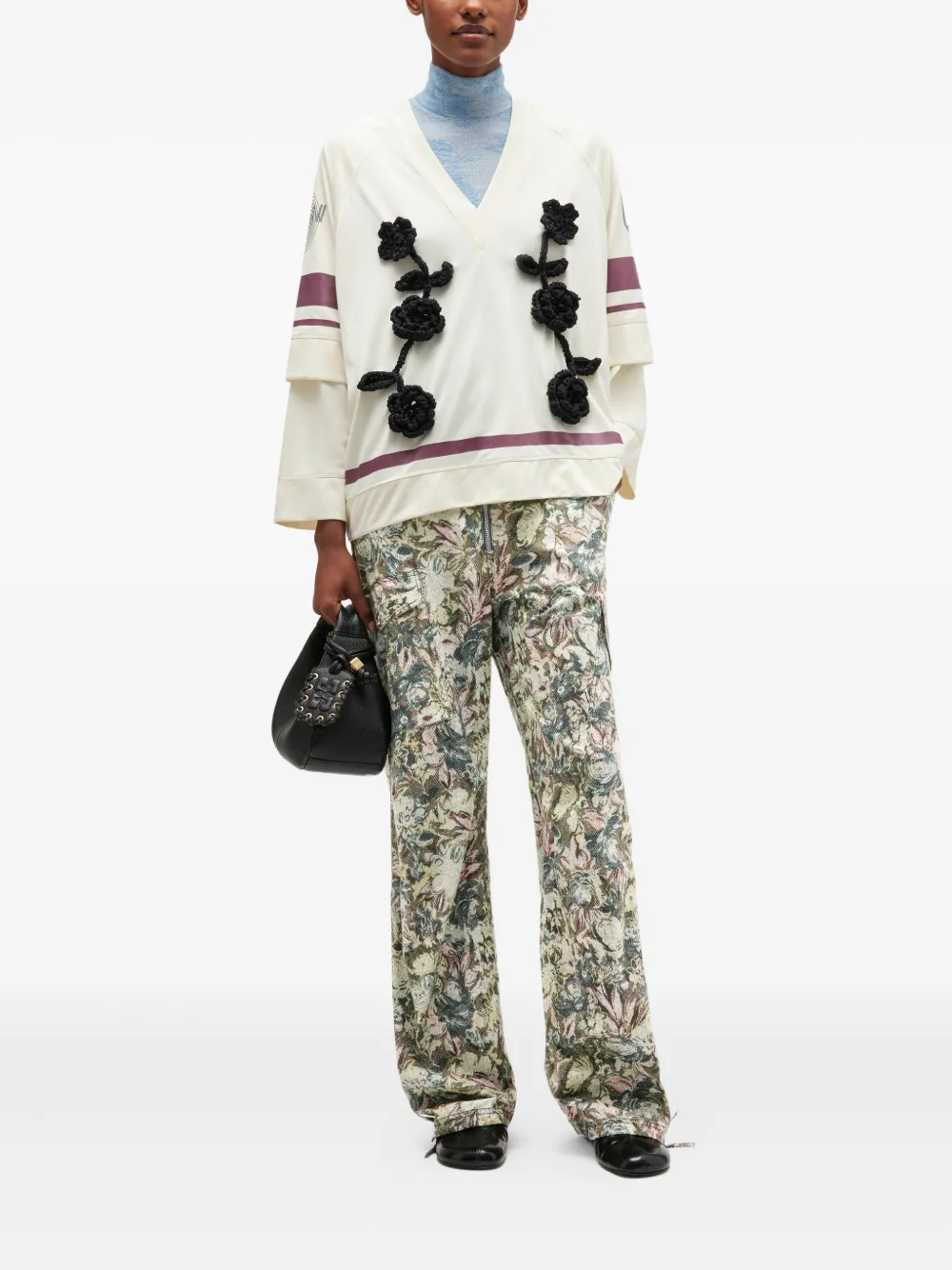 GANNI Broek met bloemenprint - Beige