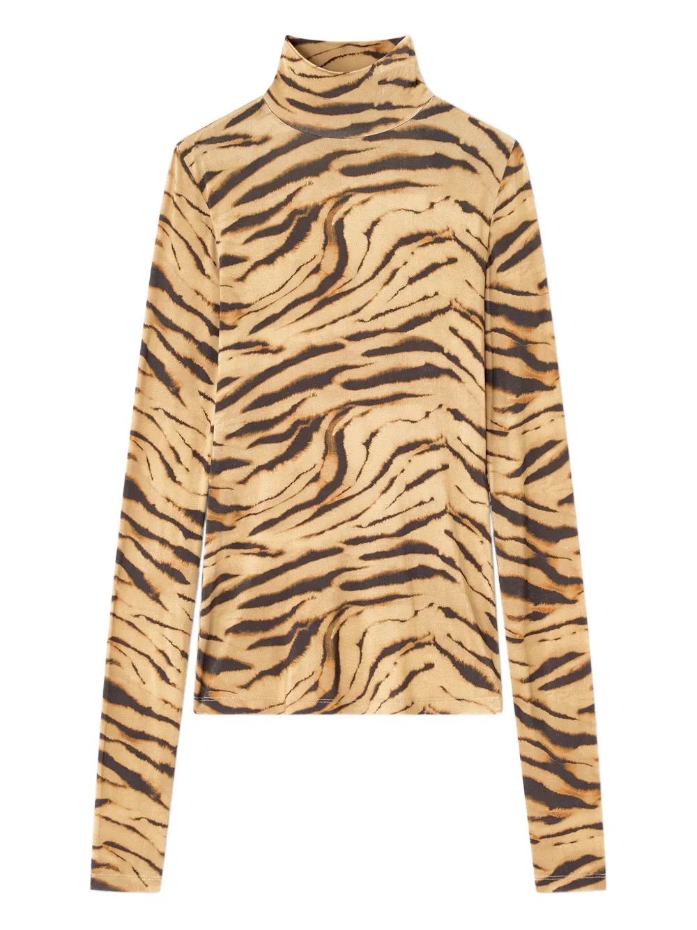 GANNI tiger-print turtleneck T-shirt | Neutrals | Image 1