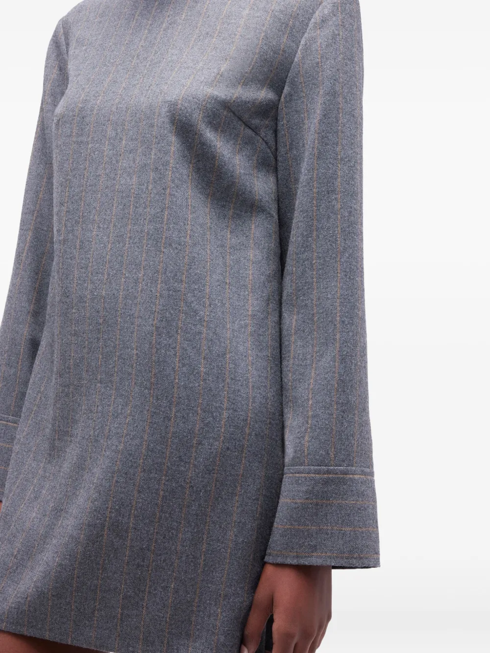 GANNI Jurk met krijtstreep en ruches Grijs