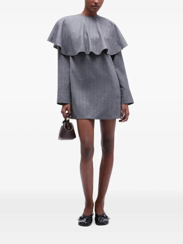 GANNI ストライプ ラッフル ワンピース | グレー | FARFETCH JP