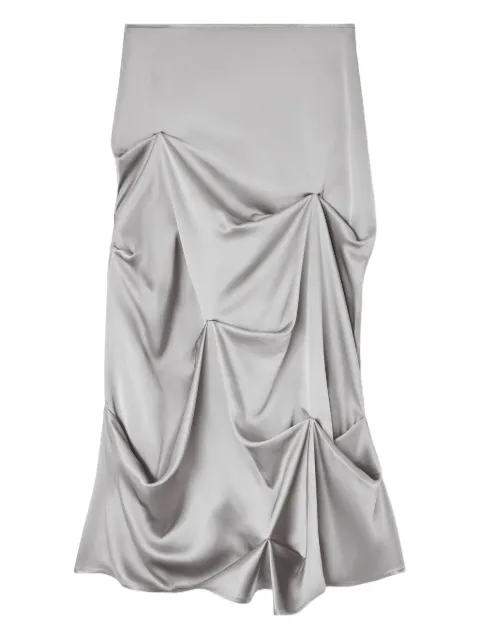 GANNI asymmetrical-hem draped midi skirt